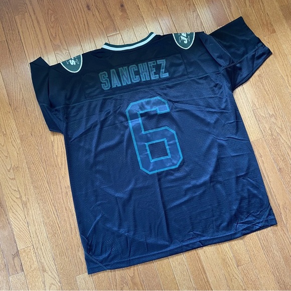 Rare Mens 2XL NFL NY Jets Mark Sanchez Black Sewn Jersey team apparel - Picture 7 of 7